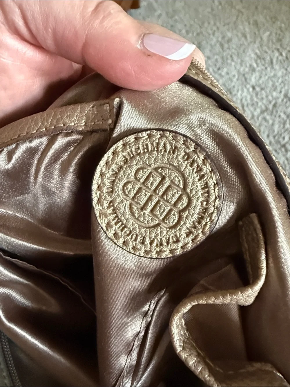 Dana Bachman Brown Nylon Tote Bag with Leather Trim - Unbranded